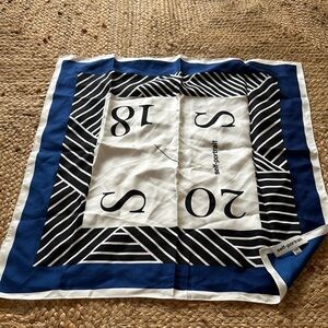 Self-Portrait Navy and White Geometric Scarf